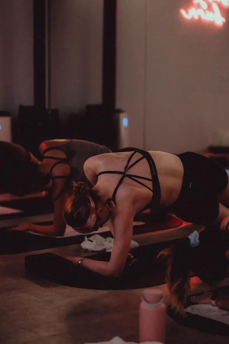 A plank on the mat in warm light