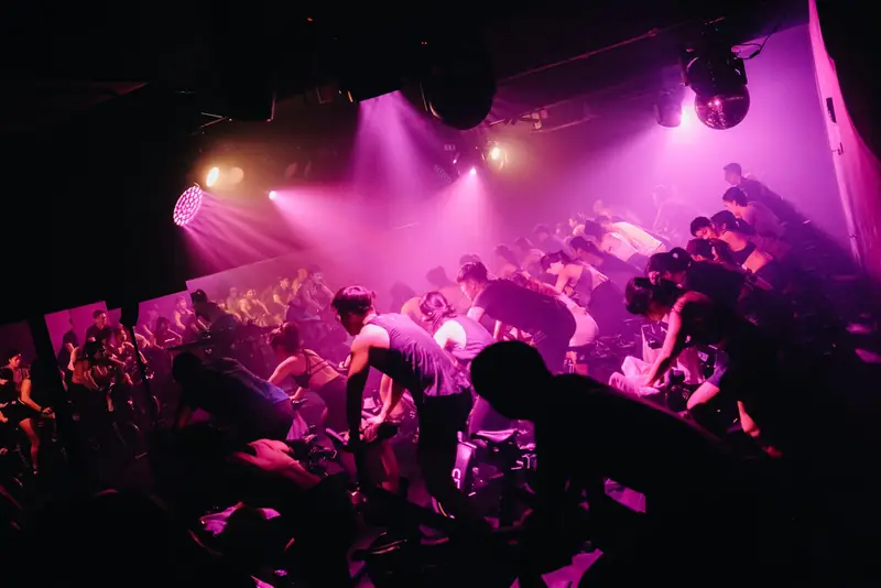 A full ride room in magenta haze